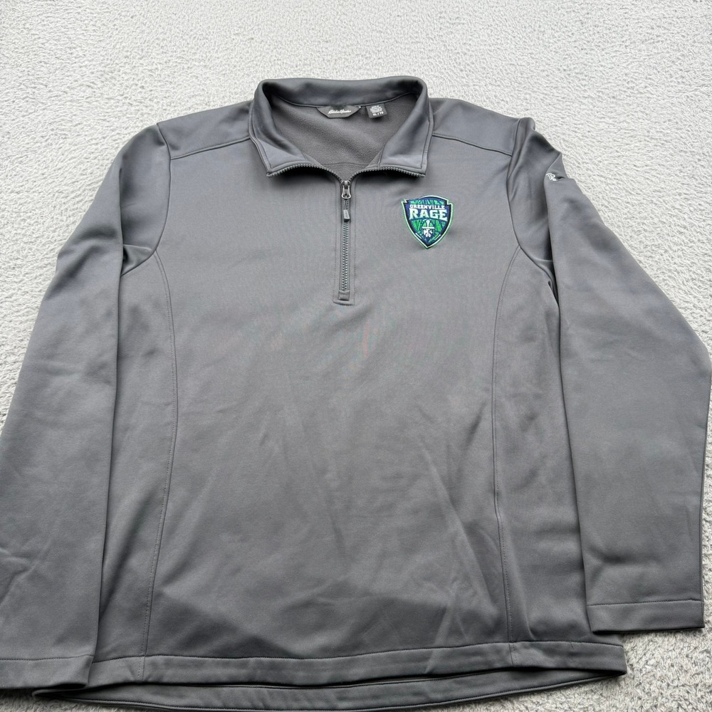 Greenville Rage Eddie Bauer Quarter Zip Pullover Mens XL Gray Solid Hockey